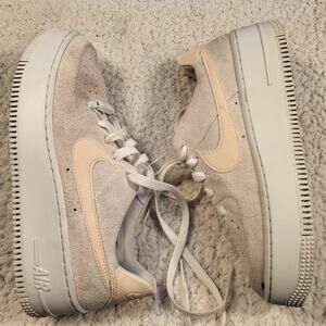 Nike Air Force 1 Sage Low sneakers light beige suede pale pink women's size 7.5
